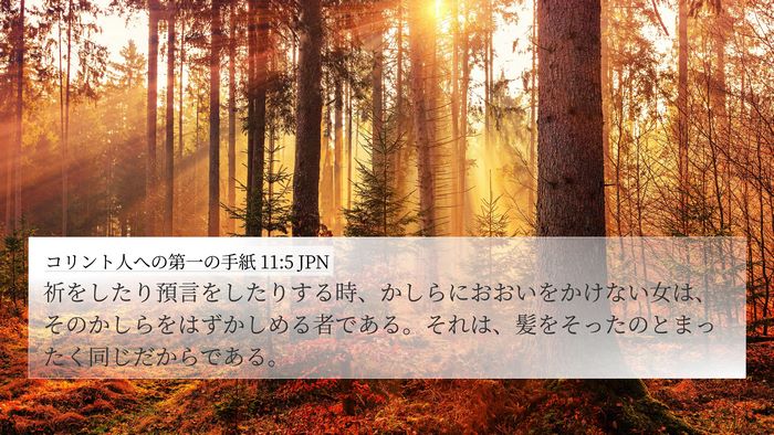 コリント人への第一の手紙 11:5 JPN 4K Wallpaper - 祈をしたり預言をしたりする時、か - 4K Wallpaper Bible Verse