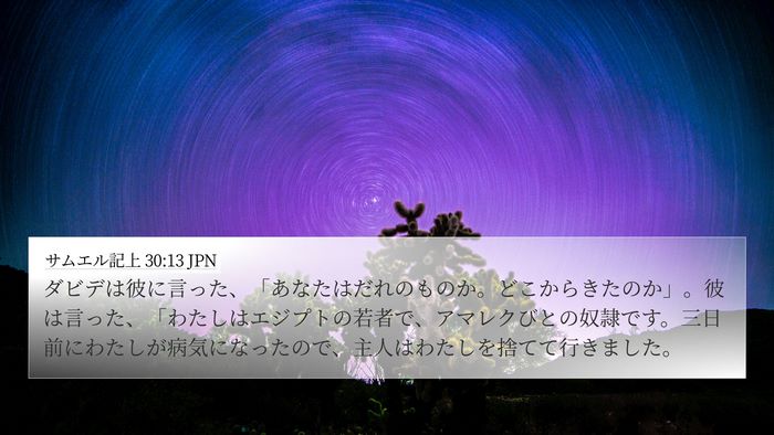 サムエル記上 30:13 JPN 4K Wallpaper - ダビデは彼に言った、「あなたはだ - 4K Wallpaper Bible Verse