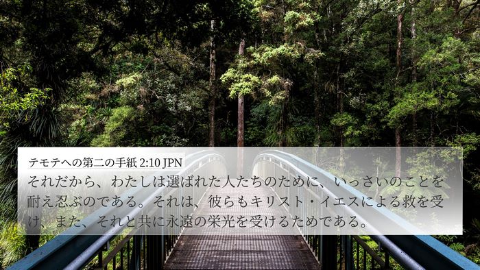 テモテヘの第二の手紙 2:10 JPN Bible Verse Image