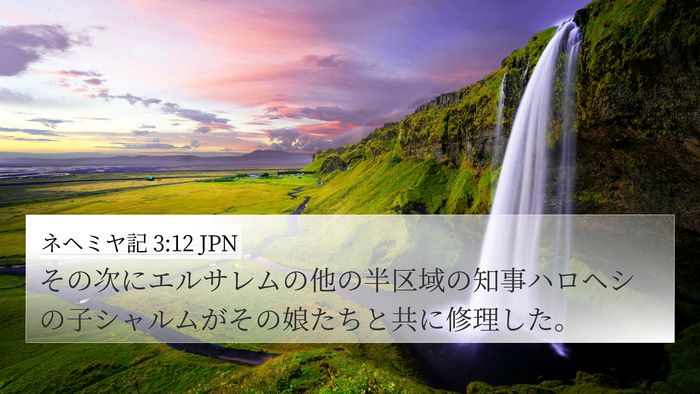 ネヘミヤ記 3:12 JPN 4K Wallpaper - その次にエルサレムの他の半区域の - 4K Wallpaper Bible Verse