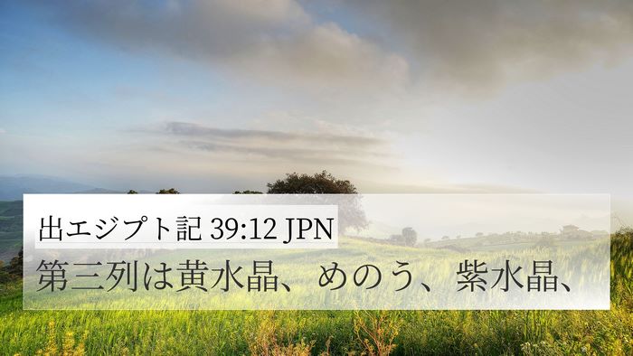 出エジプト記 39:12 JPN 4K Wallpaper - 第三列は黄水晶、めのう、紫水晶、 - 4K Wallpaper Bible Verse