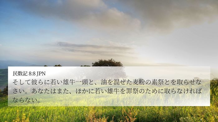 民数記 8:8 JPN 4K Wallpaper - そして彼らに若い雄牛一頭と、油を - 4K Wallpaper Bible Verse