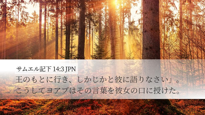 サムエル記下 14:3 JPN Desktop Wallpaper - 王のもとに行き、しかじかと彼に語 - Desktop Bible Verse Wallpaper