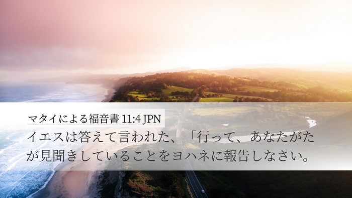 マタイによる福音書 11:4 JPN Desktop Wallpaper - イエスは答えて言われた、「行って - Desktop Bible Verse Wallpaper