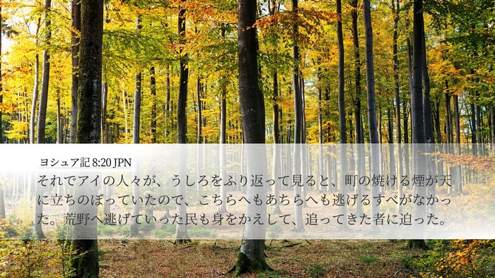 ヨシュア記 8:20 JPN Desktop Wallpaper - それでアイの人々が、うしろをふり - Desktop Bible Verse Wallpaper