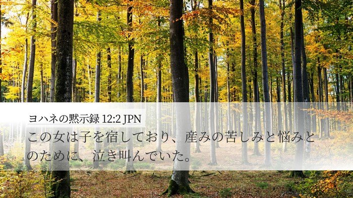 ヨハネの黙示録 12:2 JPN Bible Verse Image