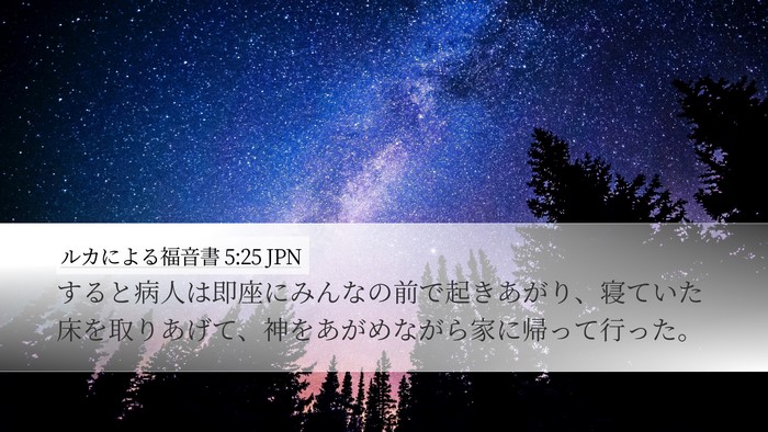 ルカによる福音書 5:25 JPN Desktop Wallpaper - すると病人は即座にみんなの前で起 - Desktop Bible Verse Wallpaper