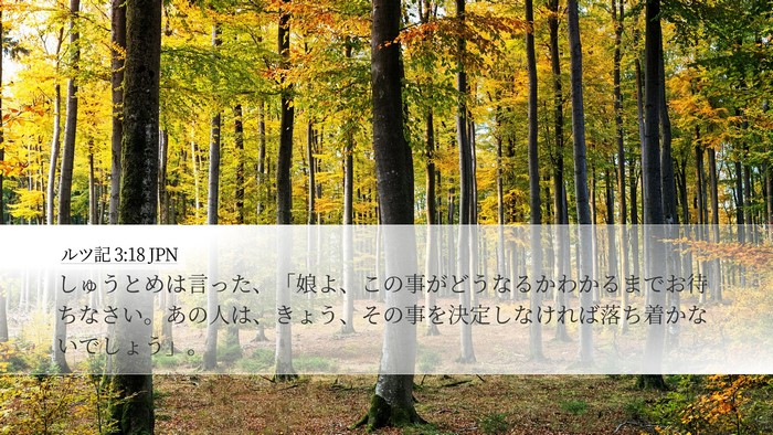 ルツ記 3:18 JPN Desktop Wallpaper - しゅうとめは言った、「娘よ、この - Desktop Bible Verse Wallpaper