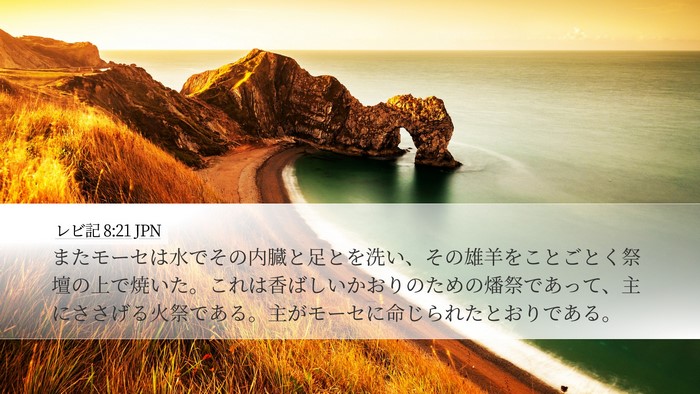 レビ記 8:21 JPN Desktop Wallpaper - またモーセは水でその内臓と足とを - Desktop Bible Verse Wallpaper