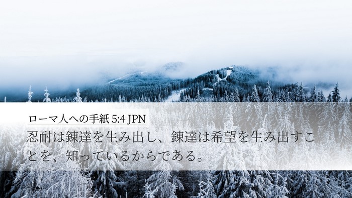 ローマ人への手紙 5:4 JPN Desktop Wallpaper - 忍耐は錬達を生み出し、錬達は希望 - Desktop Bible Verse Wallpaper