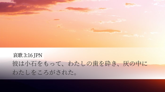 哀歌 3:16 JPN Desktop Wallpaper - 彼は小石をもって、わたしの歯を砕 - Desktop Bible Verse Wallpaper