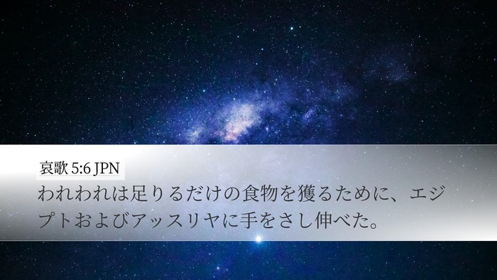 哀歌 5:6 JPN Desktop Wallpaper - われわれは足りるだけの食物を獲る - Desktop Bible Verse Wallpaper