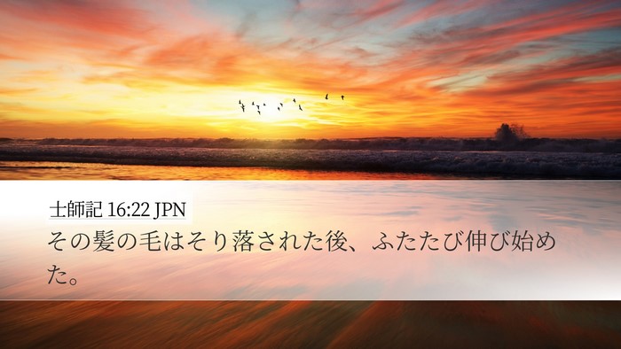 士師記 16:22 JPN Desktop Wallpaper - その髪の毛はそり落された後、ふた - Desktop Bible Verse Wallpaper