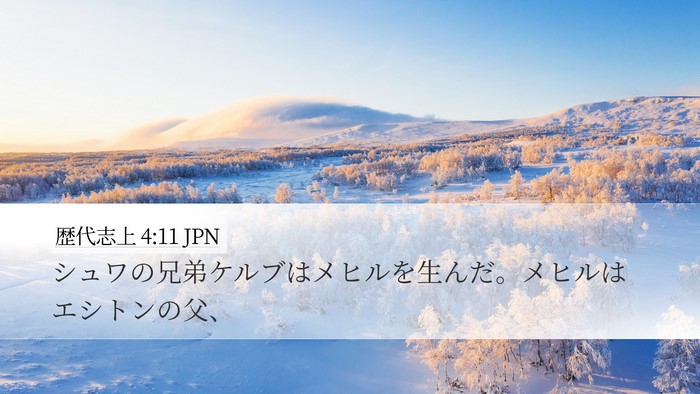 歴代志上 4:11 JPN Desktop Wallpaper - シュワの兄弟ケルブはメヒルを生ん - Desktop Bible Verse Wallpaper