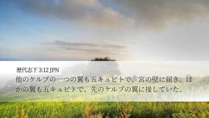 歴代志下 3:12 JPN Desktop Wallpaper - 他のケルブの一つの翼も五キュビト - Desktop Bible Verse Wallpaper