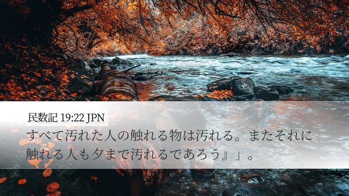 民数記 19:22 JPN Desktop Wallpaper - すべて汚れた人の触れる物は汚れる - Desktop Bible Verse Wallpaper