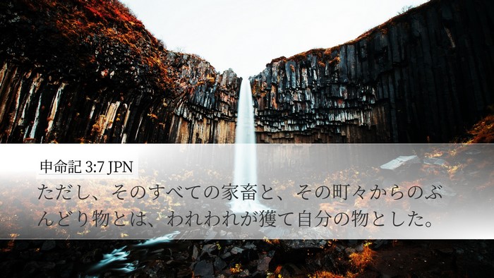 申命記 3:7 JPN Desktop Wallpaper - ただし、そのすべての家畜と、その - Desktop Bible Verse Wallpaper
