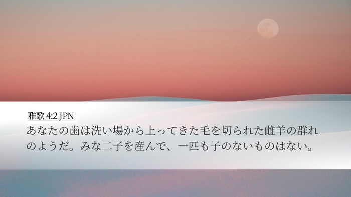 雅歌 4:2 JPN Desktop Wallpaper - あなたの歯は洗い場から上ってきた - Desktop Bible Verse Wallpaper