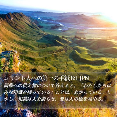 コリント人への第一の手紙 8:1 JPN Bible Verse Image