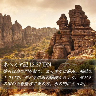 ネヘミヤ記 12:37 JPN Bible Verse Image