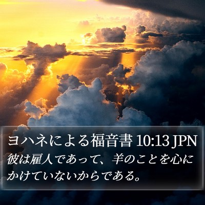 ヨハネによる福音書 10:13 JPN Bible Verse Image