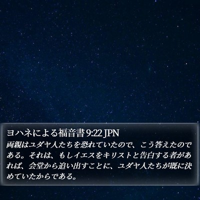 ヨハネによる福音書 9:22 JPN Bible Verse Image