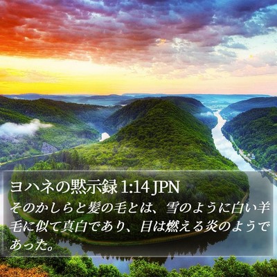 ヨハネの黙示録 1:14 JPN Bible Verse Image