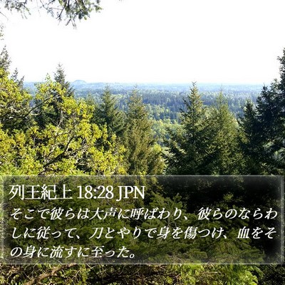 列王紀上 18:28 JPN Bible Verse Image