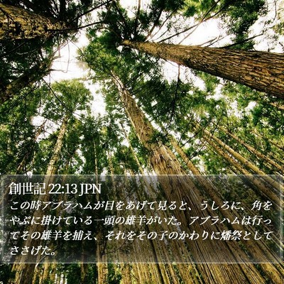 創世記 22:13 JPN Bible Verse Image