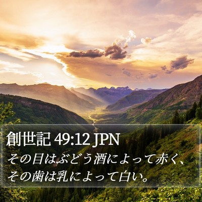 創世記 49:12 JPN Bible Verse Image