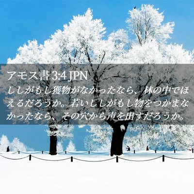 Picture 02 - アモス書 3:4 JPN - ししがもし獲物がなかったなら、林 - Bible Verse Picture