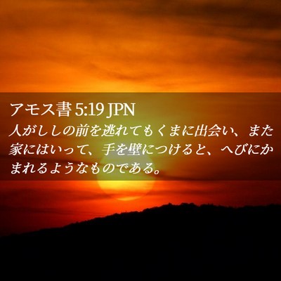 Picture 02 - アモス書 5:19 JPN - 人がししの前を逃れてもくまに出会 - Bible Verse Picture