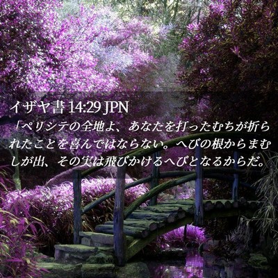 Picture 02 - イザヤ書 14:29 JPN - 「ペリシテの全地よ、あなたを打っ - Bible Verse Picture