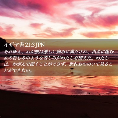 Picture 02 - イザヤ書 21:3 JPN - それゆえ、わが腰は激しい痛みに満 - Bible Verse Picture