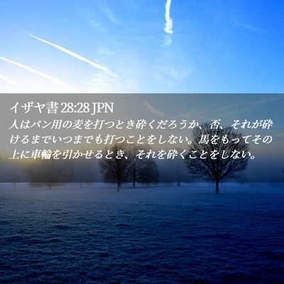 Picture 02 - イザヤ書 28:28 JPN - 人はパン用の麦を打つとき砕くだろ - Bible Verse Picture
