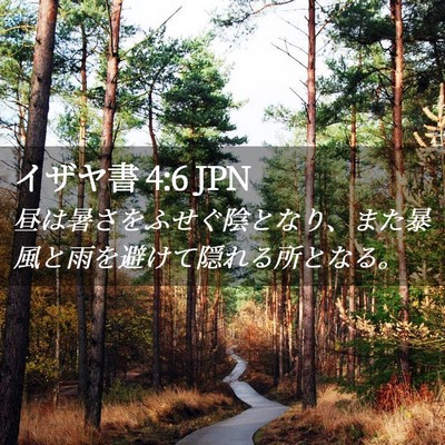 Picture 02 - イザヤ書 4:6 JPN - 昼は暑さをふせぐ陰となり、また暴 - Bible Verse Picture