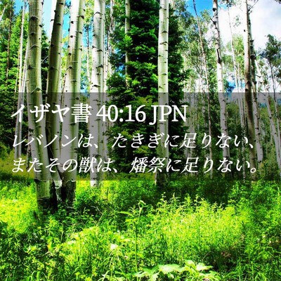 Picture 02 - イザヤ書 40:16 JPN - レバノンは、たきぎに足りない、ま - Bible Verse Picture