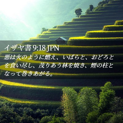 Picture 02 - イザヤ書 9:18 JPN - 悪は火のように燃え、いばらと、お - Bible Verse Picture