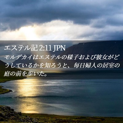 Picture 02 - エステル記 2:11 JPN - モルデカイはエステルの様子および - Bible Verse Picture