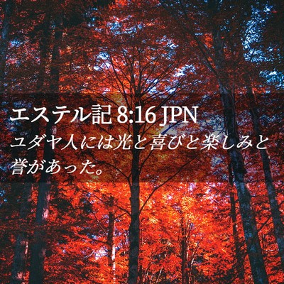 Picture 02 - エステル記 8:16 JPN - ユダヤ人には光と喜びと楽しみと誉 - Bible Verse Picture