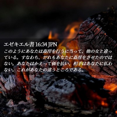 Picture 02 - エゼキエル書 16:34 JPN - このようにあなたは姦淫を行うに当 - Bible Verse Picture