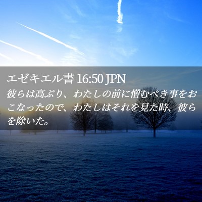 Picture 02 - エゼキエル書 16:50 JPN - 彼らは高ぶり、わたしの前に憎むべ - Bible Verse Picture
