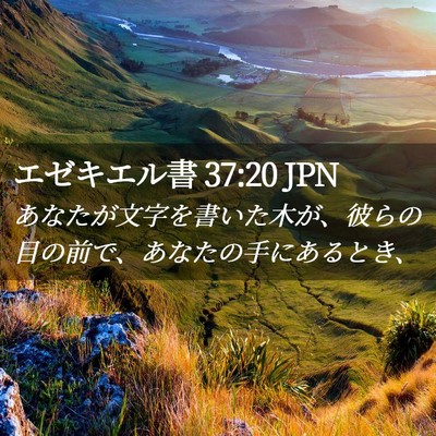 Picture 02 - エゼキエル書 37:20 JPN - あなたが文字を書いた木が、彼らの - Bible Verse Picture