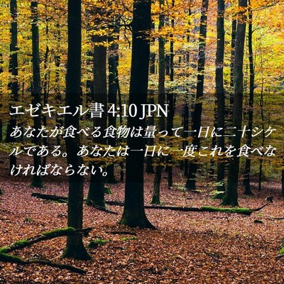 Picture 02 - エゼキエル書 4:10 JPN - あなたが食べる食物は量って一日に - Bible Verse Picture