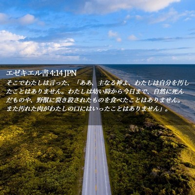Picture 02 - エゼキエル書 4:14 JPN - そこでわたしは言った、「ああ、主 - Bible Verse Picture