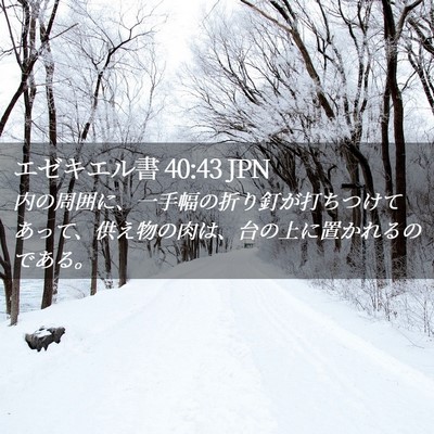 Picture 02 - エゼキエル書 40:43 JPN - 内の周囲に、一手幅の折り釘が打ち - Bible Verse Picture
