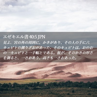 Picture 02 - エゼキエル書 40:5 JPN - 見よ、宮の外の周囲に、かきがあり - Bible Verse Picture