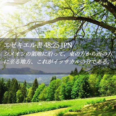 Picture 02 - エゼキエル書 48:25 JPN - シメオンの領地に沿って、東の方か - Bible Verse Picture