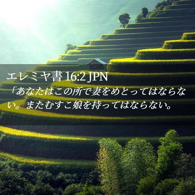 Picture 02 - エレミヤ書 16:2 JPN - 「あなたはこの所で妻をめとっては - Bible Verse Picture