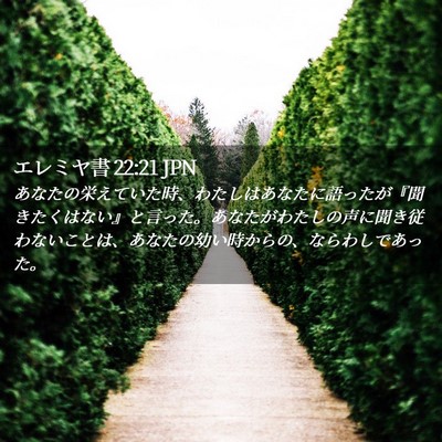 Picture 02 - エレミヤ書 22:21 JPN - あなたの栄えていた時、わたしはあ - Bible Verse Picture